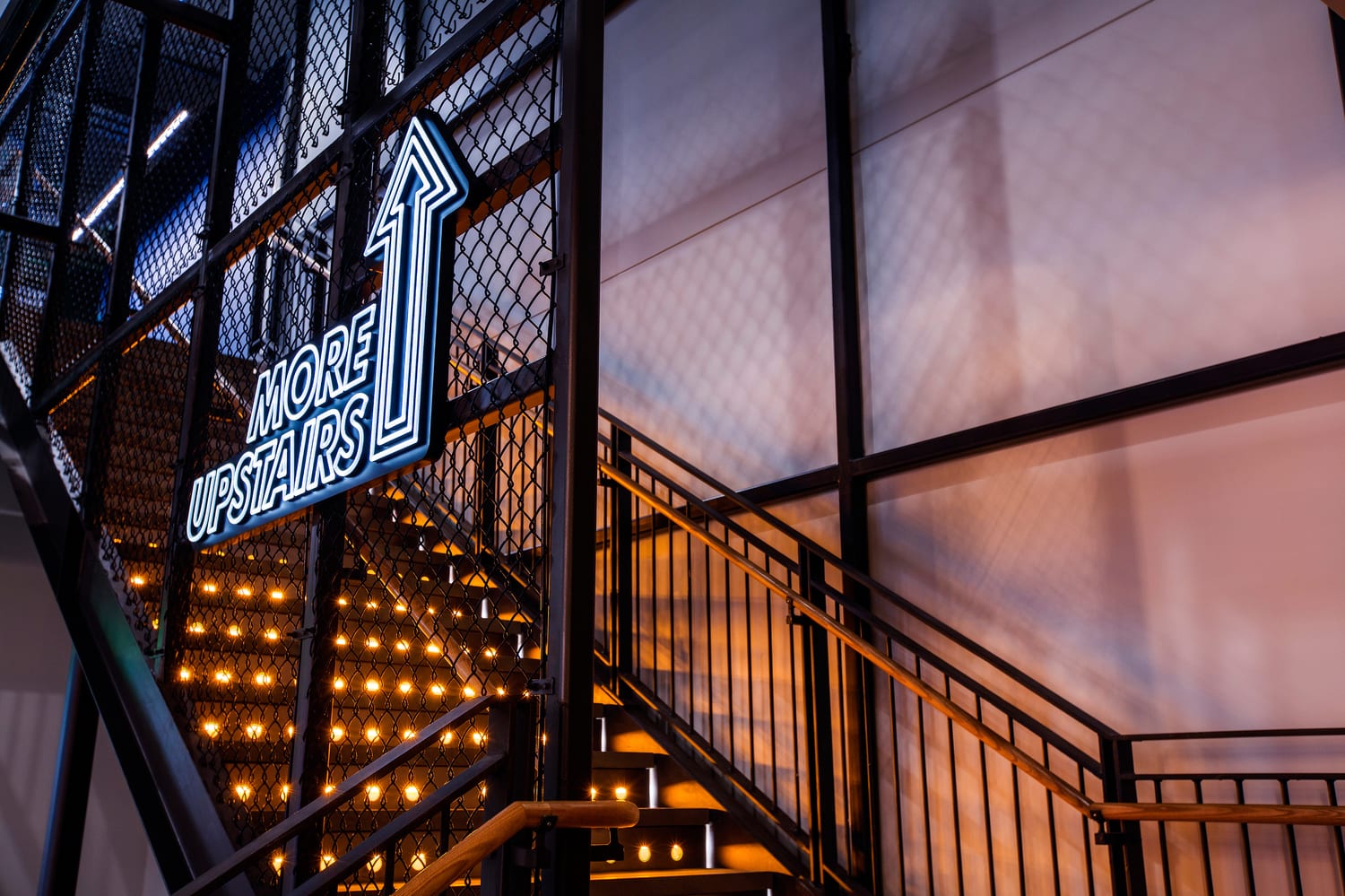 ONLY troy 4 Neon lighting in use as directional signage.