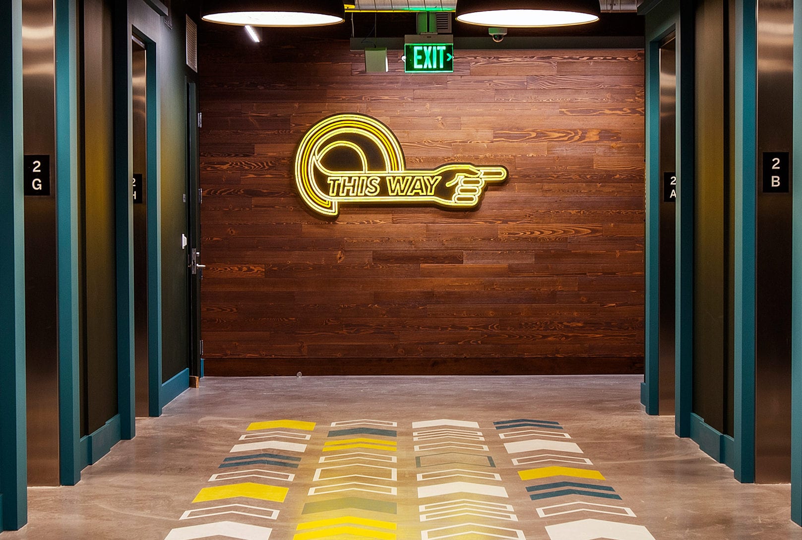 only troy 5 Neon lighting in use as directional signage.