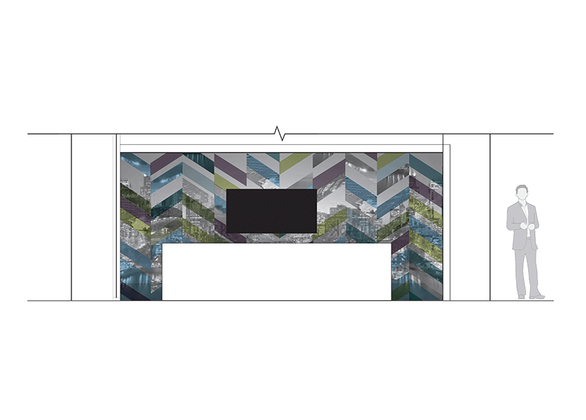 Allsteel graphic wall. Rendering IA Interior Architects.