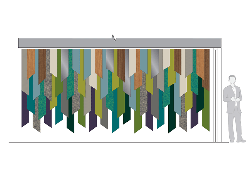 Allsteel's flag wall. Rendering by IA Interior Architects.