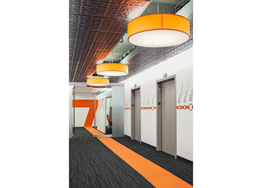 The company's history is incorporated into a timeline at Rapid 7 in Boston. Photo by Robert Benson.