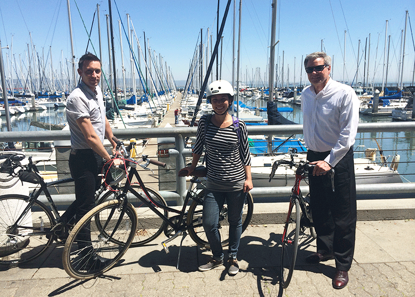 Left to Right: IA Intermediate Designers Kalman Varga and Becca Ayon, and Principal Al Johansen.