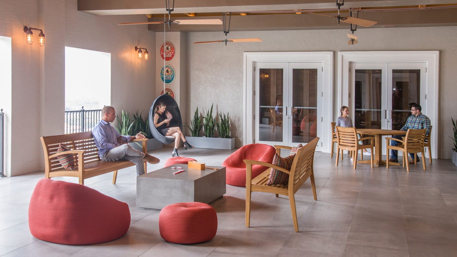 Casual workspace in Bacardi's Miami office.