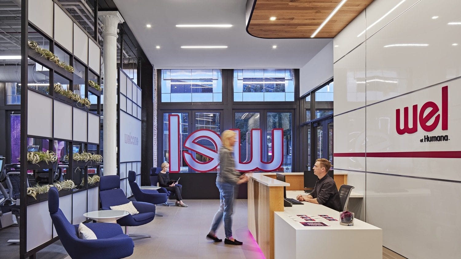 05HUMX_0055_000_Wel_at_Humana_Louisville_Fitness_N16_medium The reception area of the Wel at Humana fitness center in Louisville KY