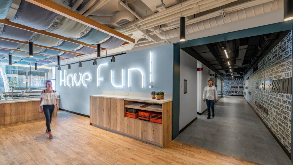 LED wall in a Barcelona Spain workplace