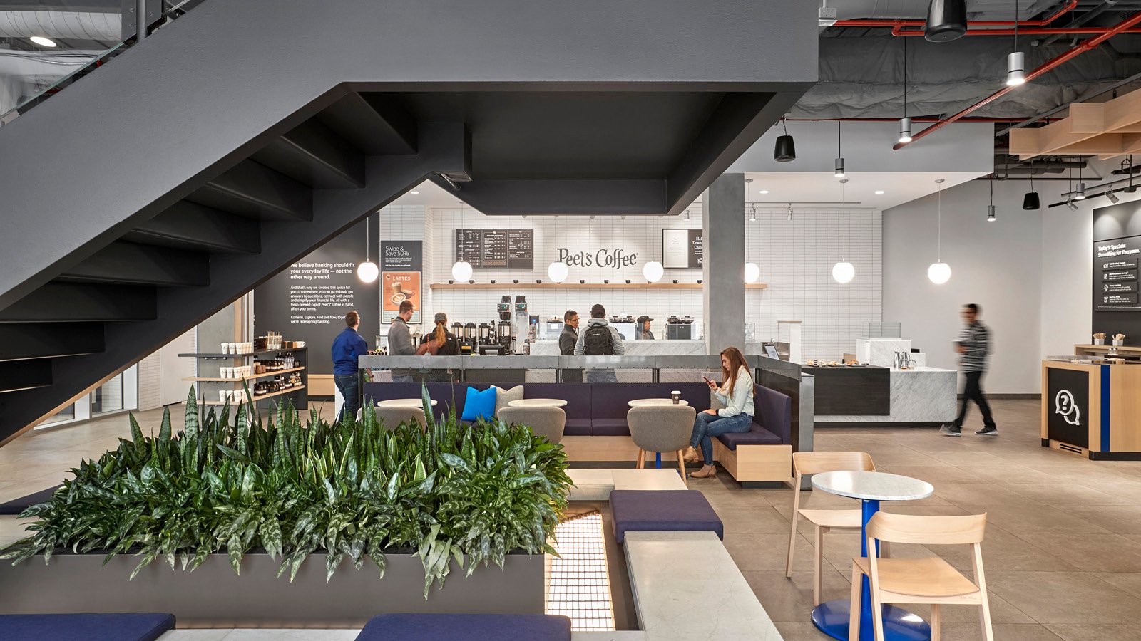 The Main Stair and Cafe at Capital One Café at 100 State Street