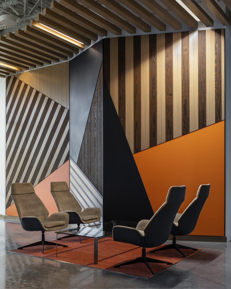 Confidential Client, Lehi, UT Wooden walls in a casual meeting area