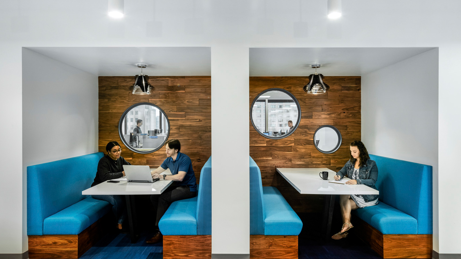 Collaborative bench seating.