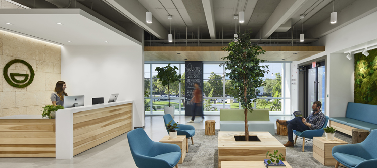 The reception area at a Miami office