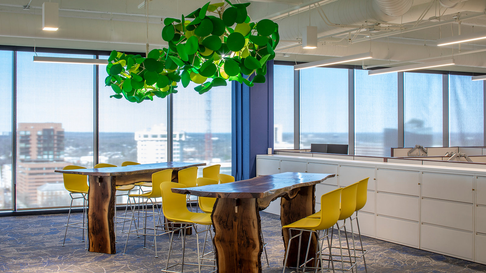 Green acoustic mobile at Arch Insurance in Raleigh