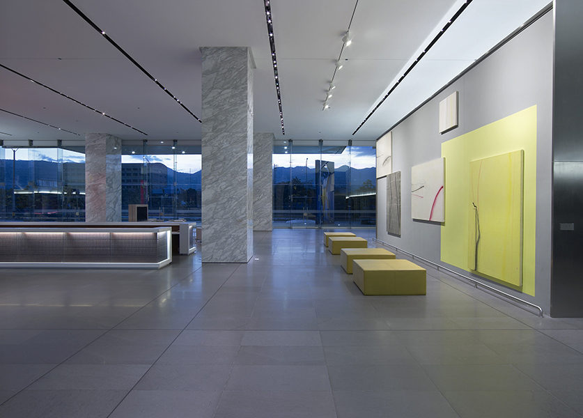 The lobby of the Bancolombia offices in Medellin.