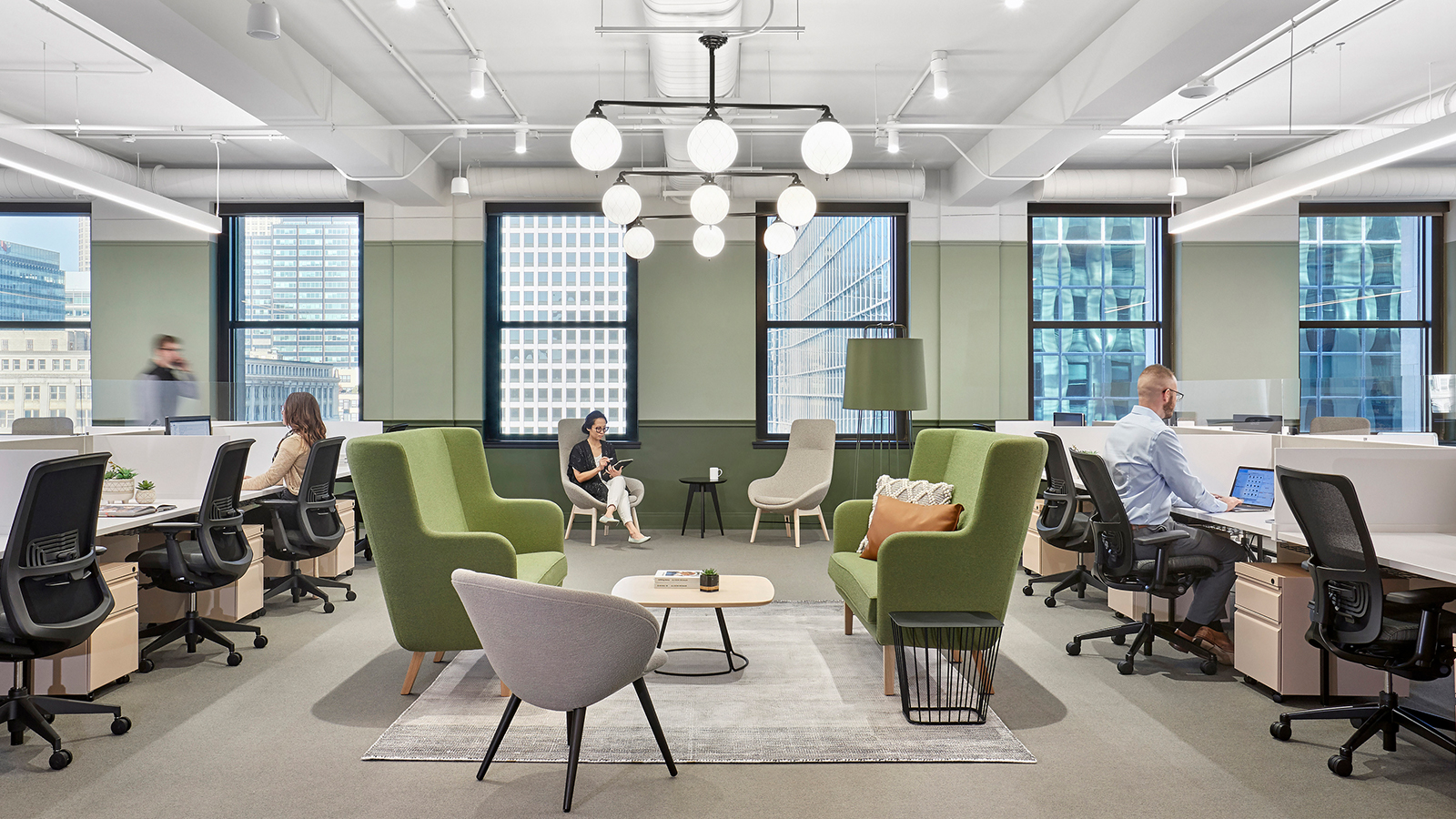 Casual work space at Home Chef's Chicago space