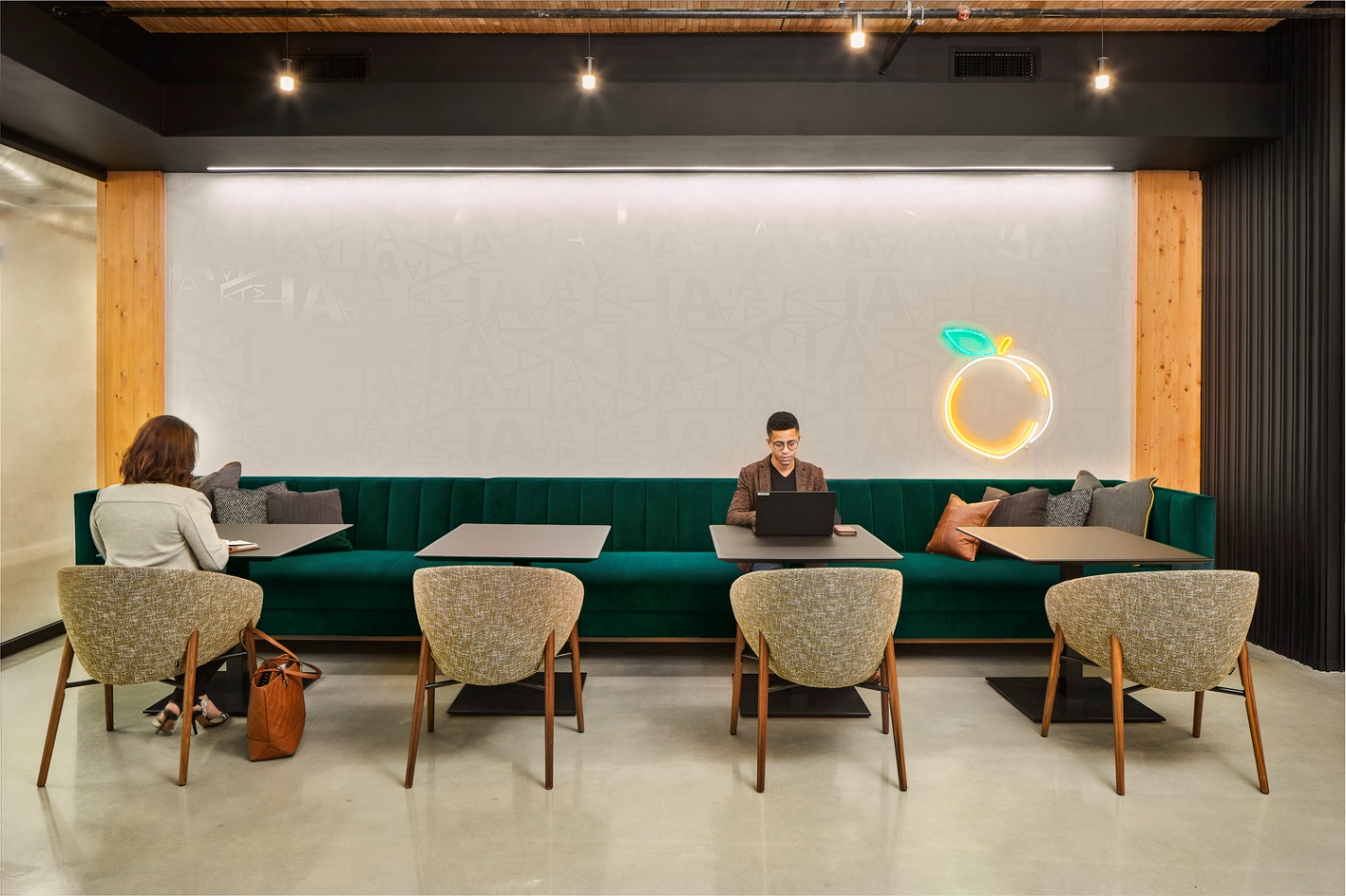 IA Interior Architects in Atlanta's peach neon