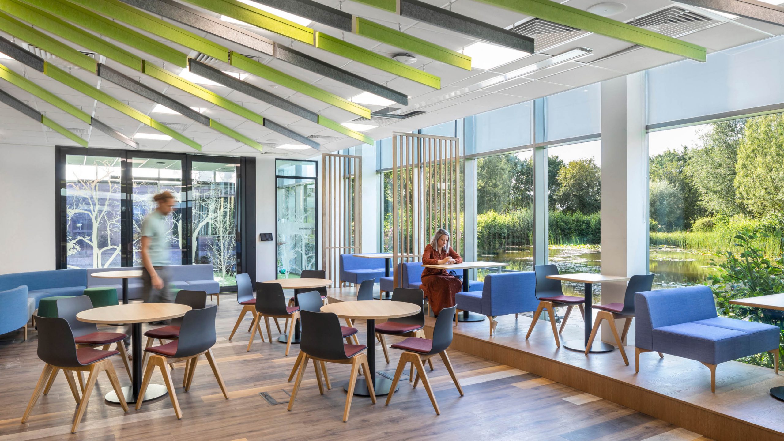 Open work cafe area at HPI London