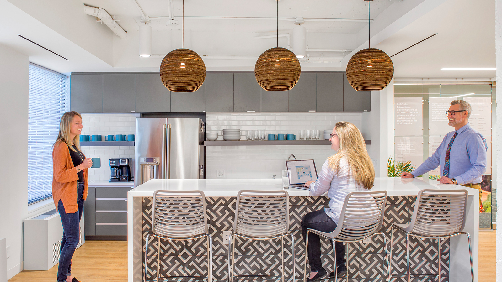 Cafe and kitchen area with work space in DC