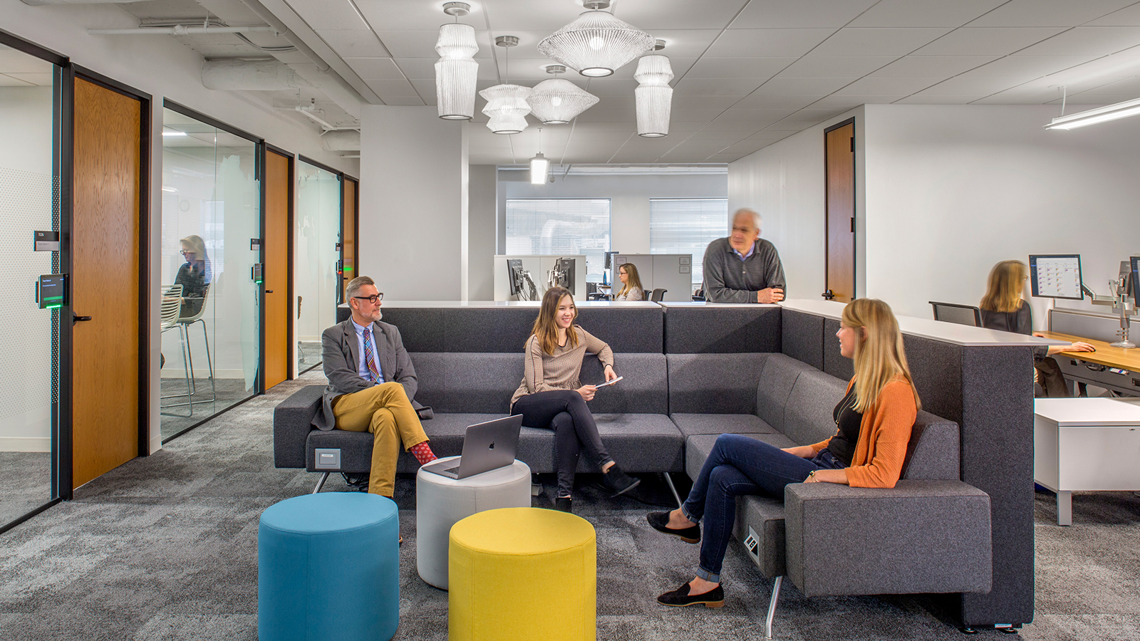 A NPO in DC with comfortable front-of-house seating near the entrance.