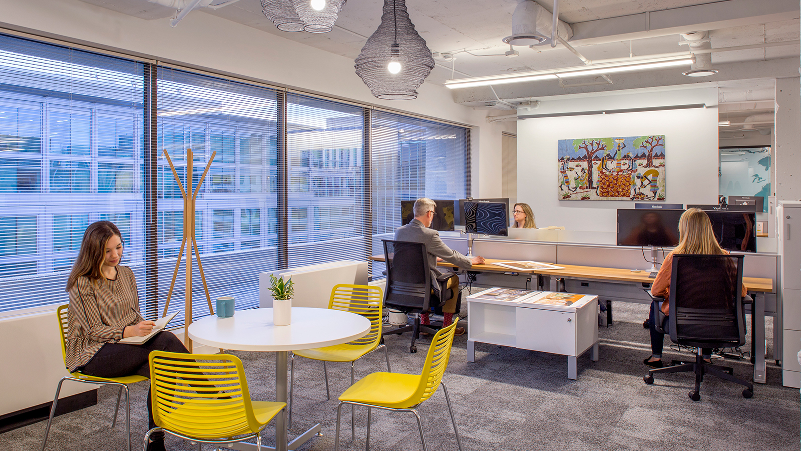 Bright furniture is featured in this DC-area non-profit organization.