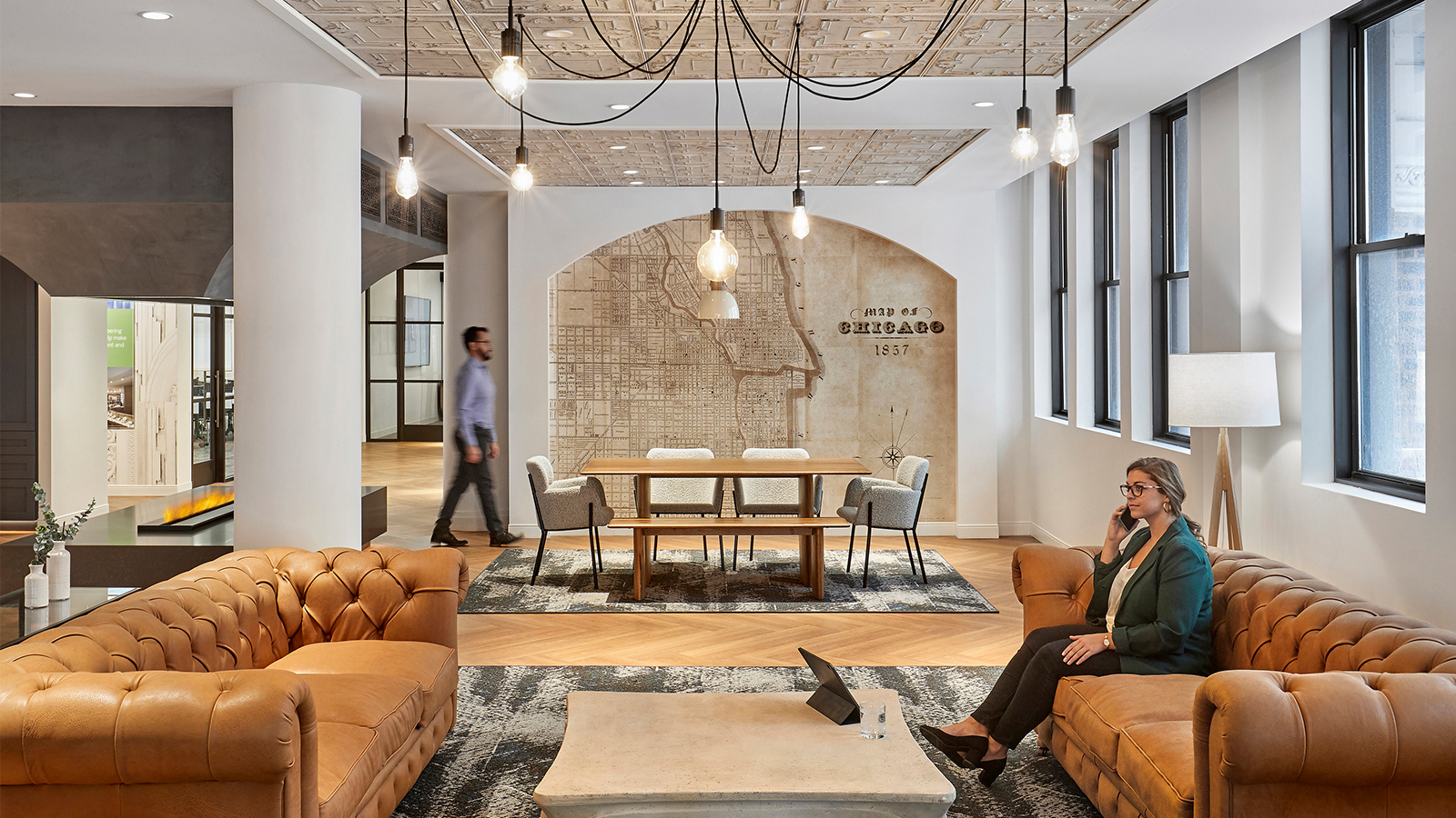 Showroom and entry area at Leviton's Chicago showroom