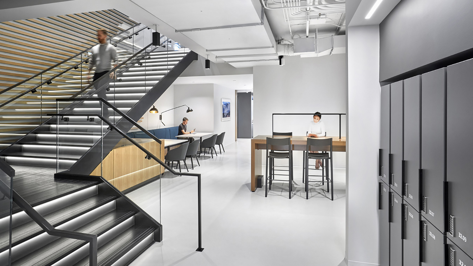 RSM Chicago work locker and huddle area