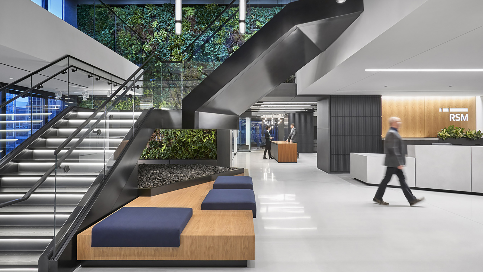 Biophilic wall at RSM central stair