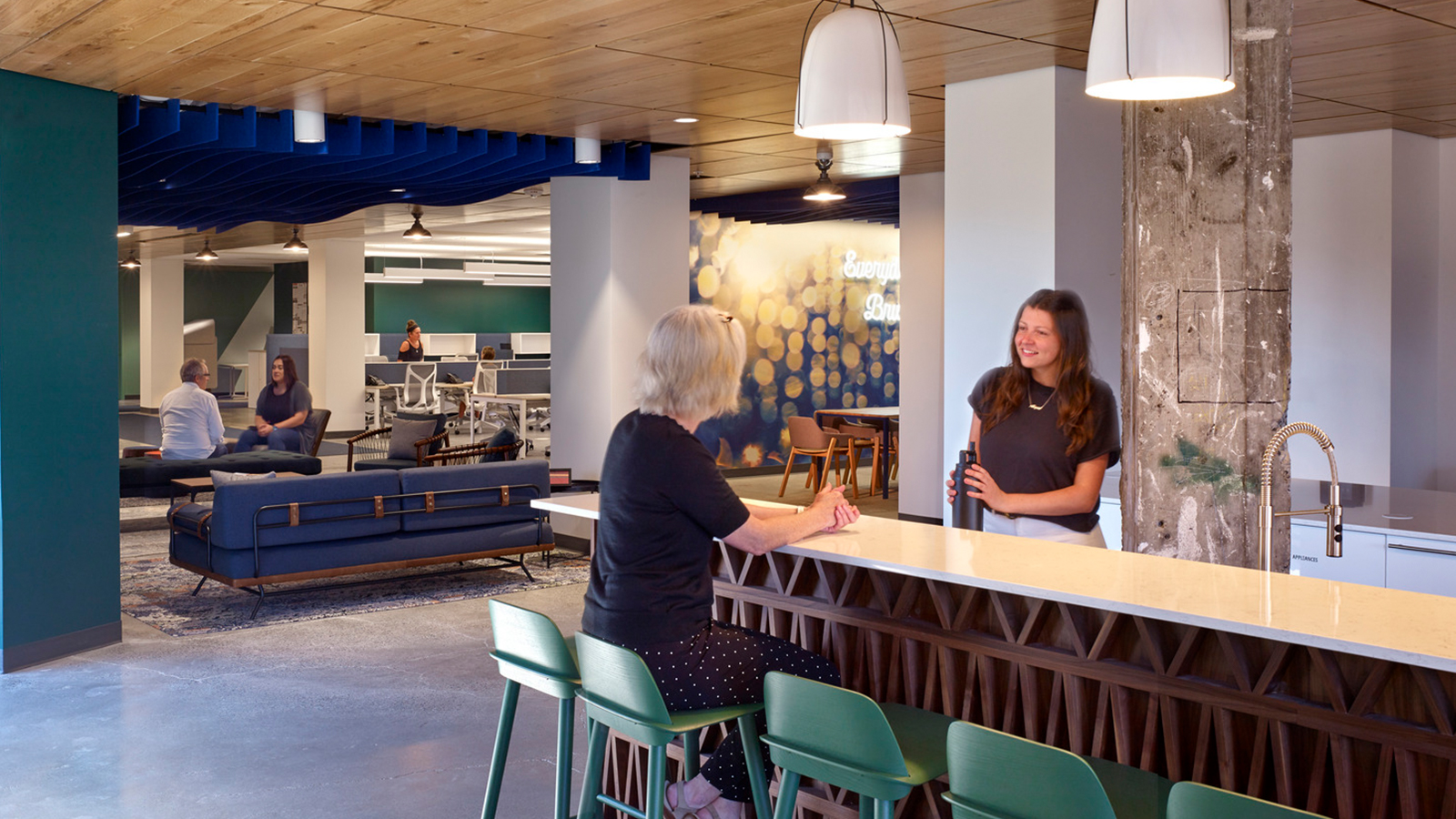 The Whole Foods Seattle coffee bar and work space.