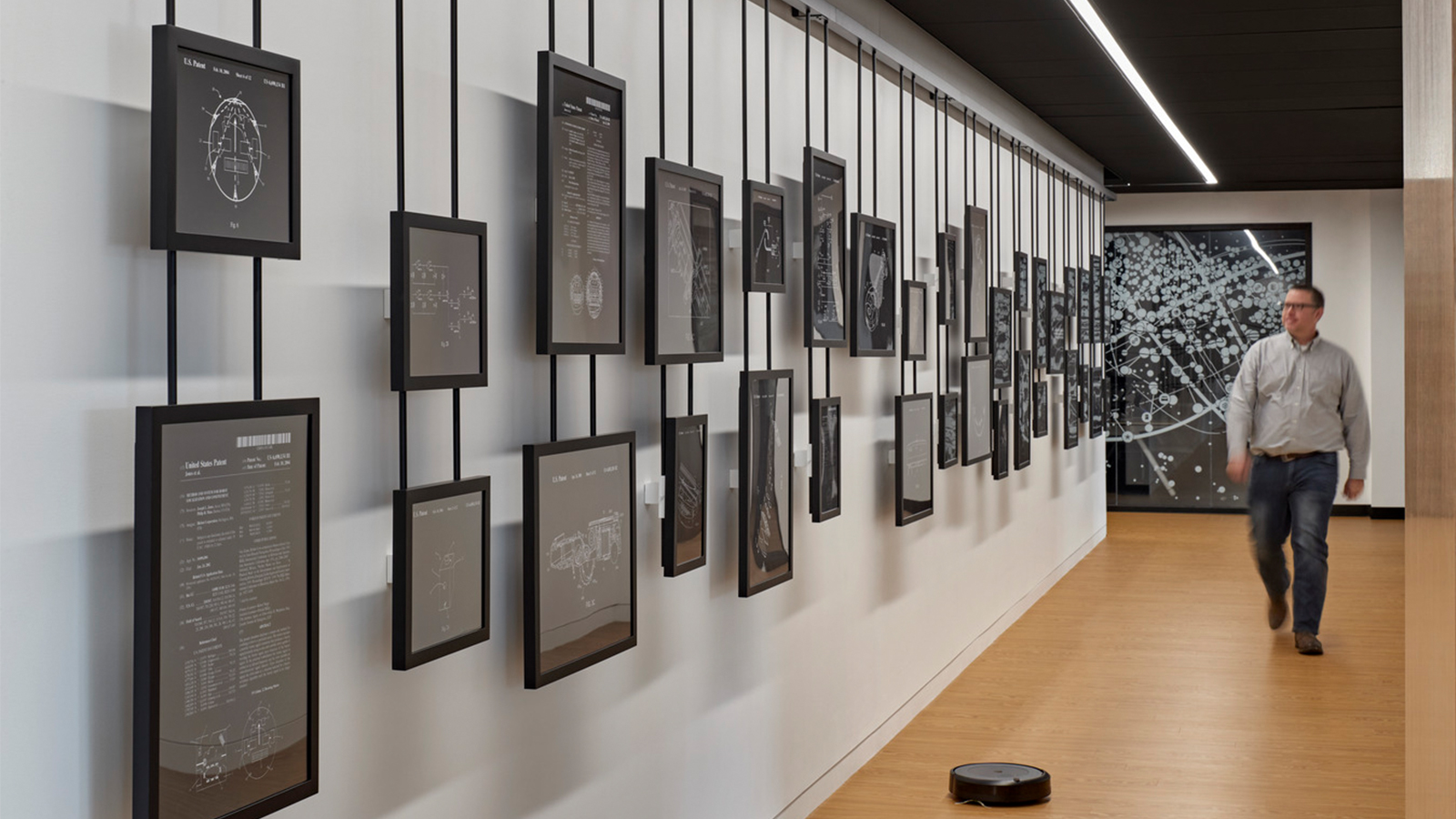 Corporate museum wall at iRobot's headquarters