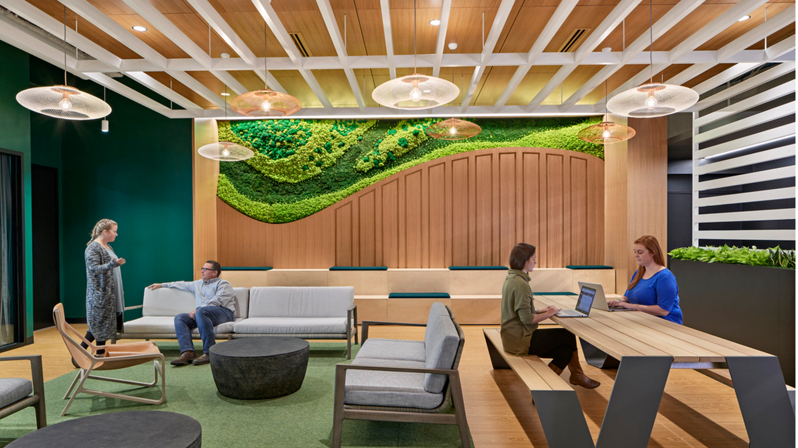 Biophilic wall at iRobot's headquarters