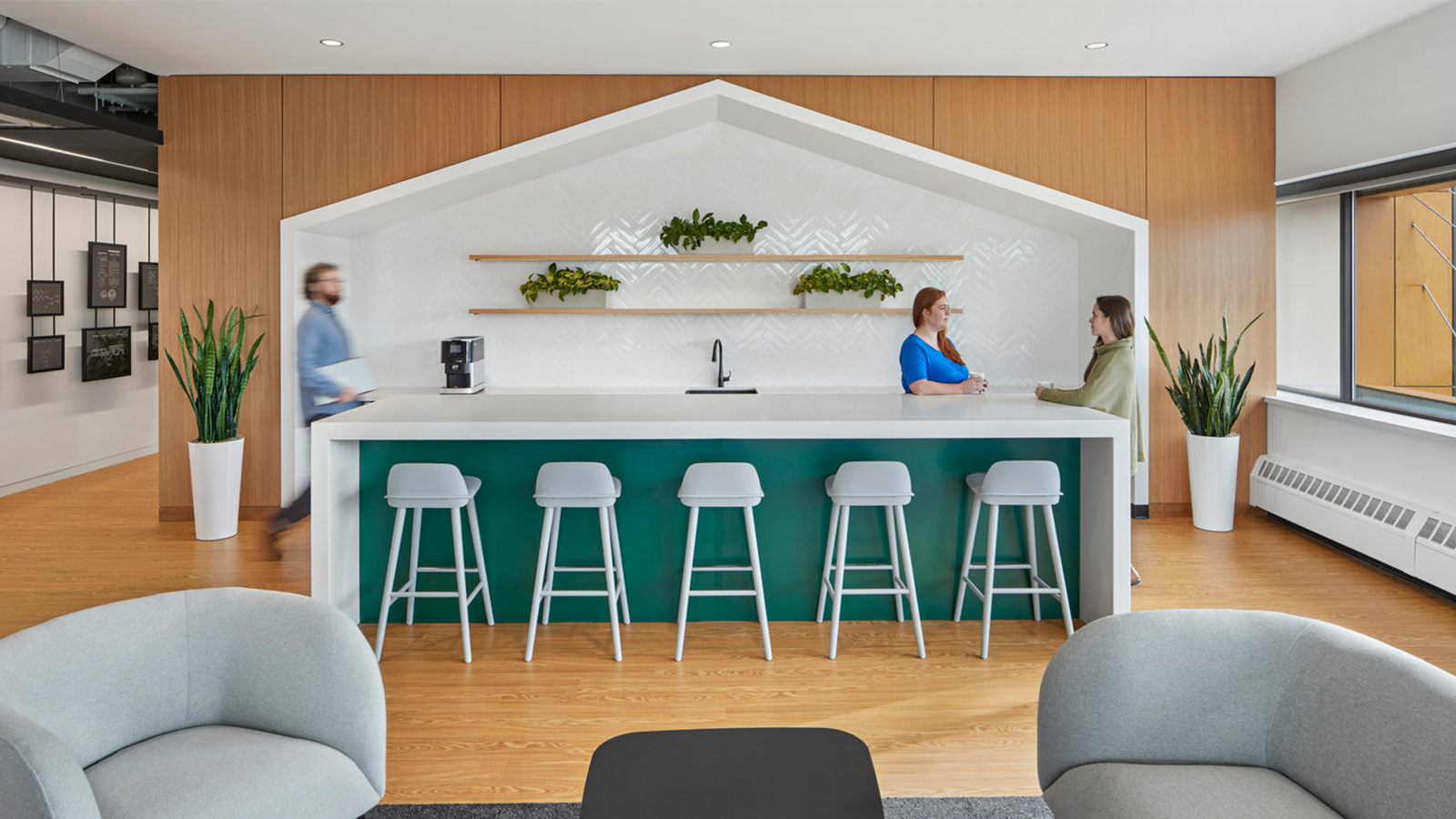 Cafe space at iRobot's offices.