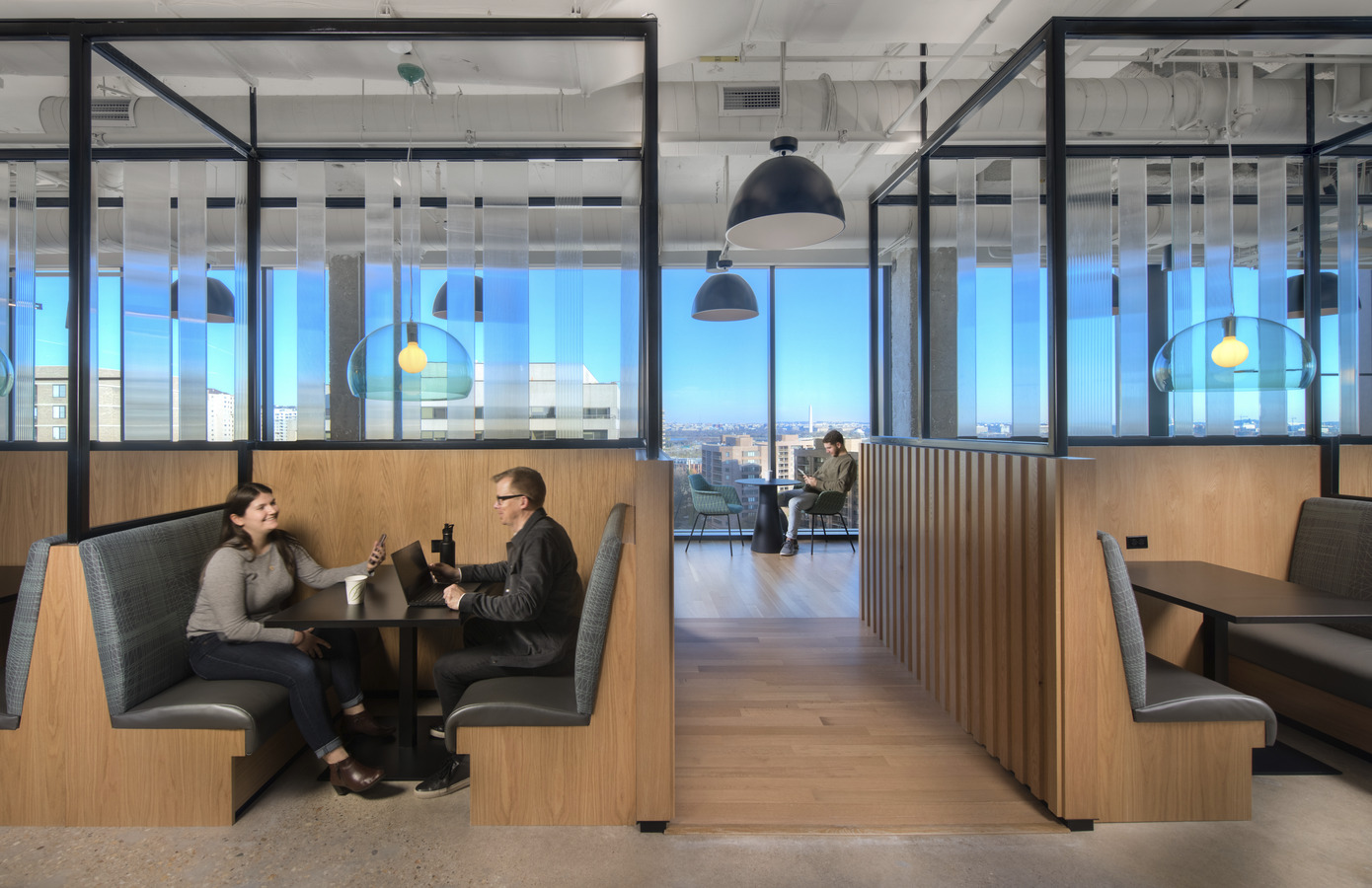 Confidential Client, Crystal City, VA. Collaboration area with a view of DC