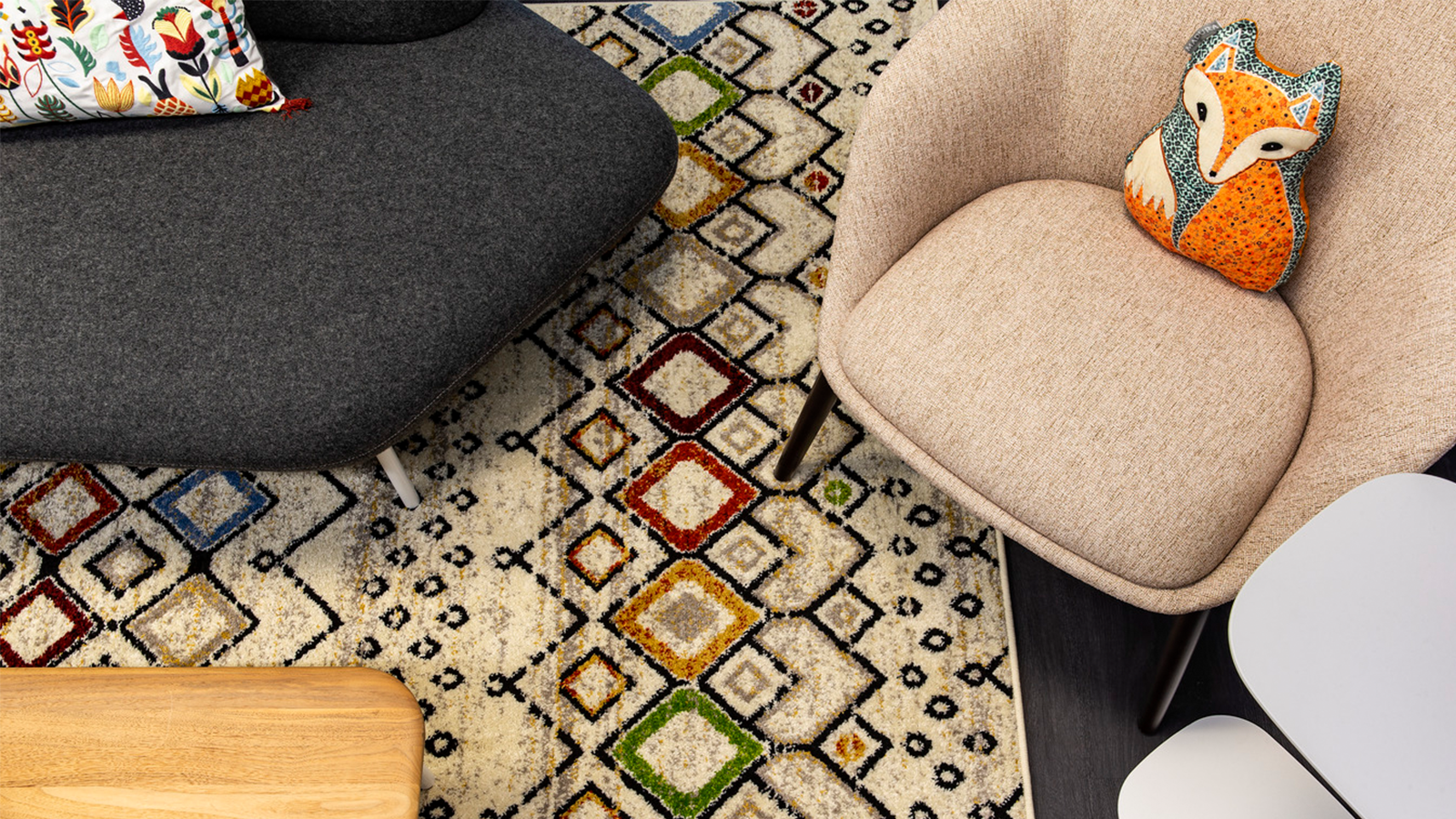 Details of furniture and rugs at the Confidential McClean Financial Services firm