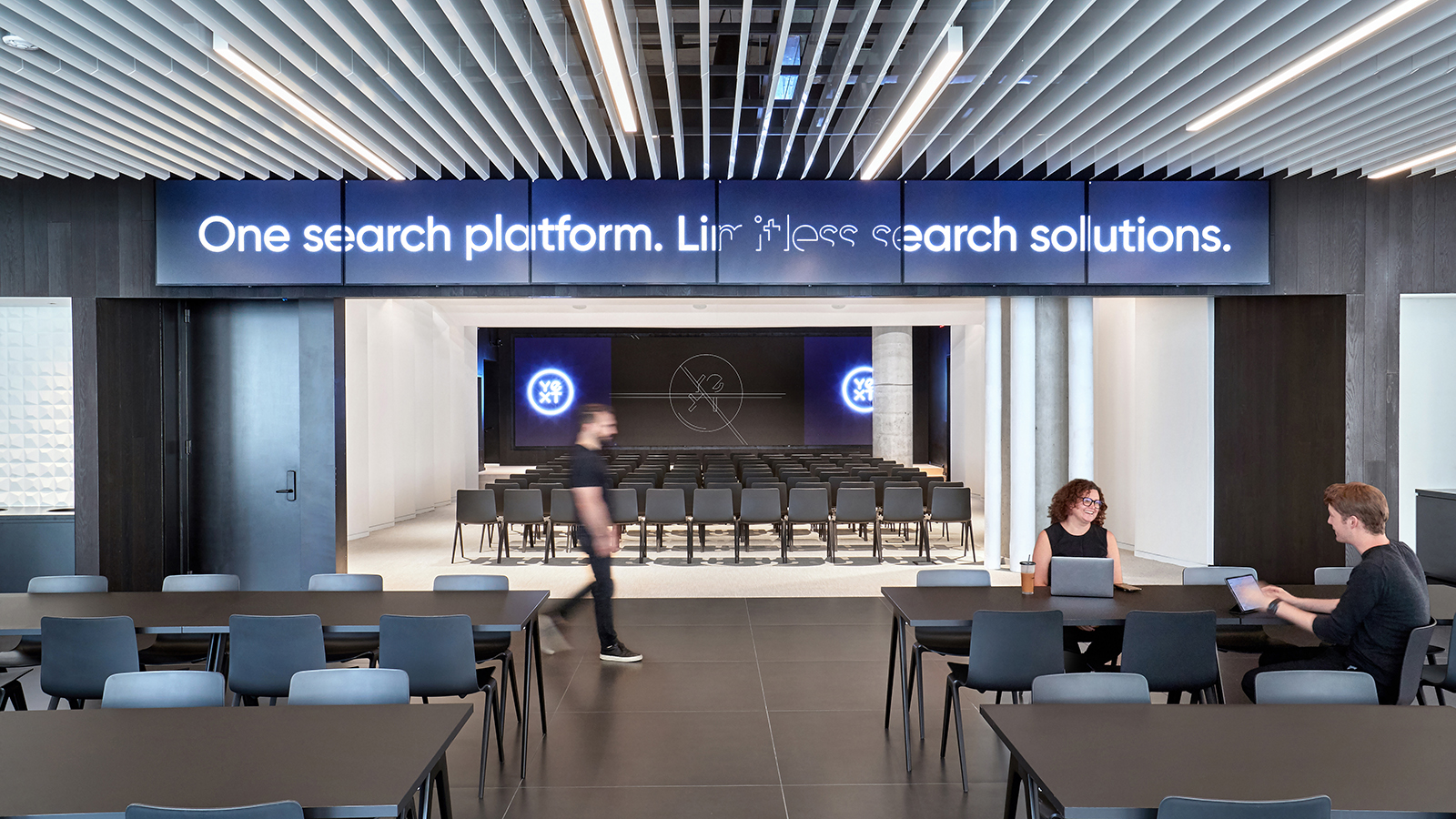 Auditorium and casual work spaces