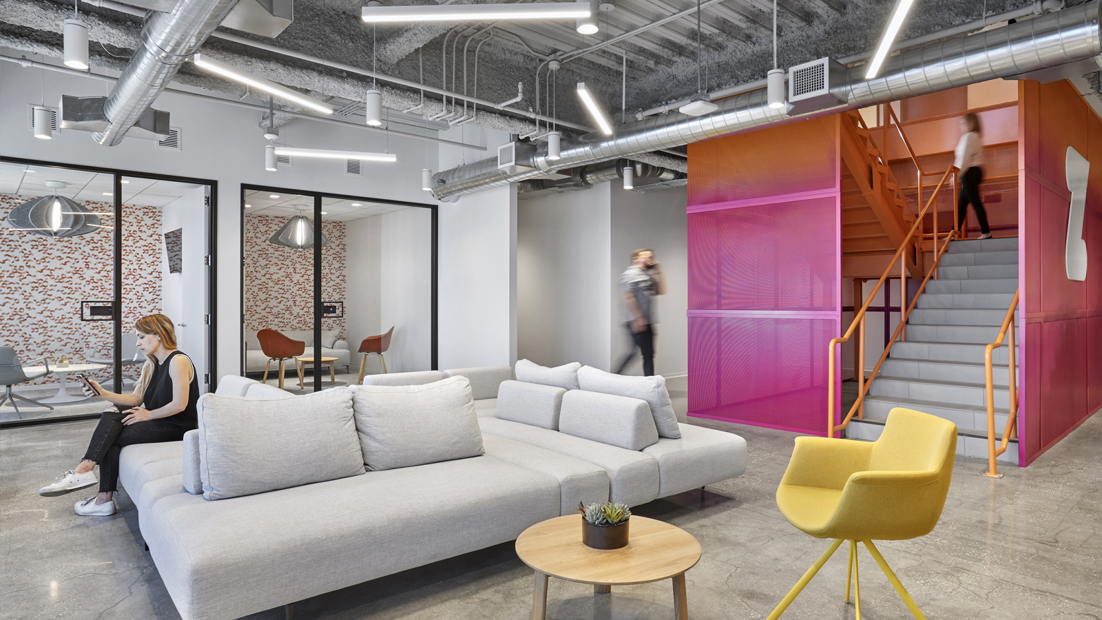 Zwift Long Beach stairwell and meeting spaces