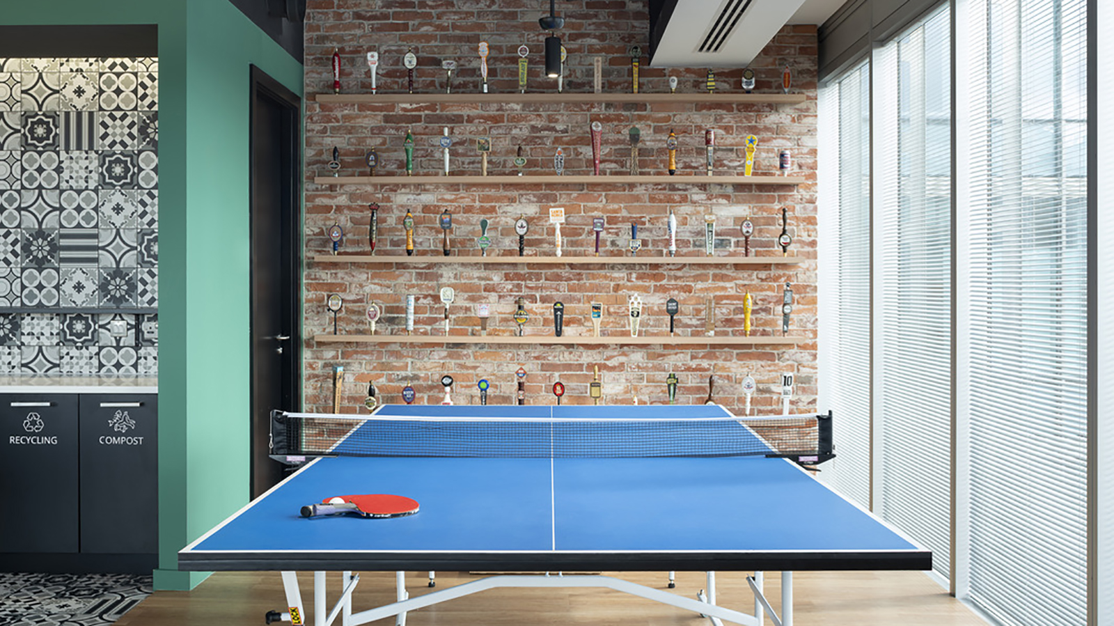 Gaming area and social space at Rapid7's Dublin office.