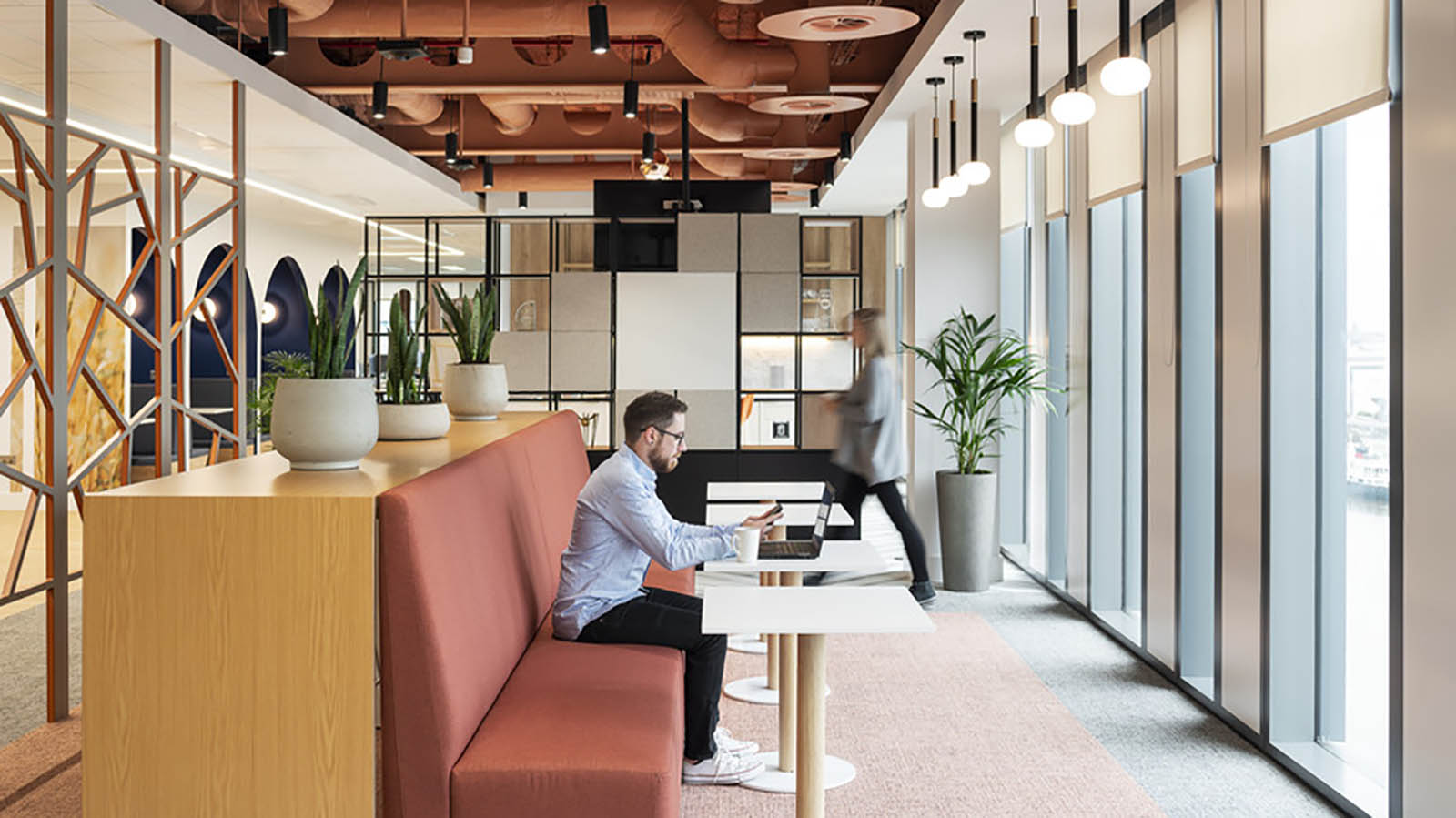 Seated area overlooking the water in Dublin