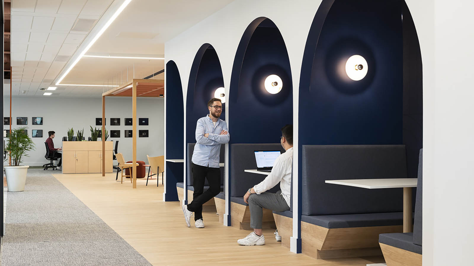 Work booths in Dublin, Ireland.