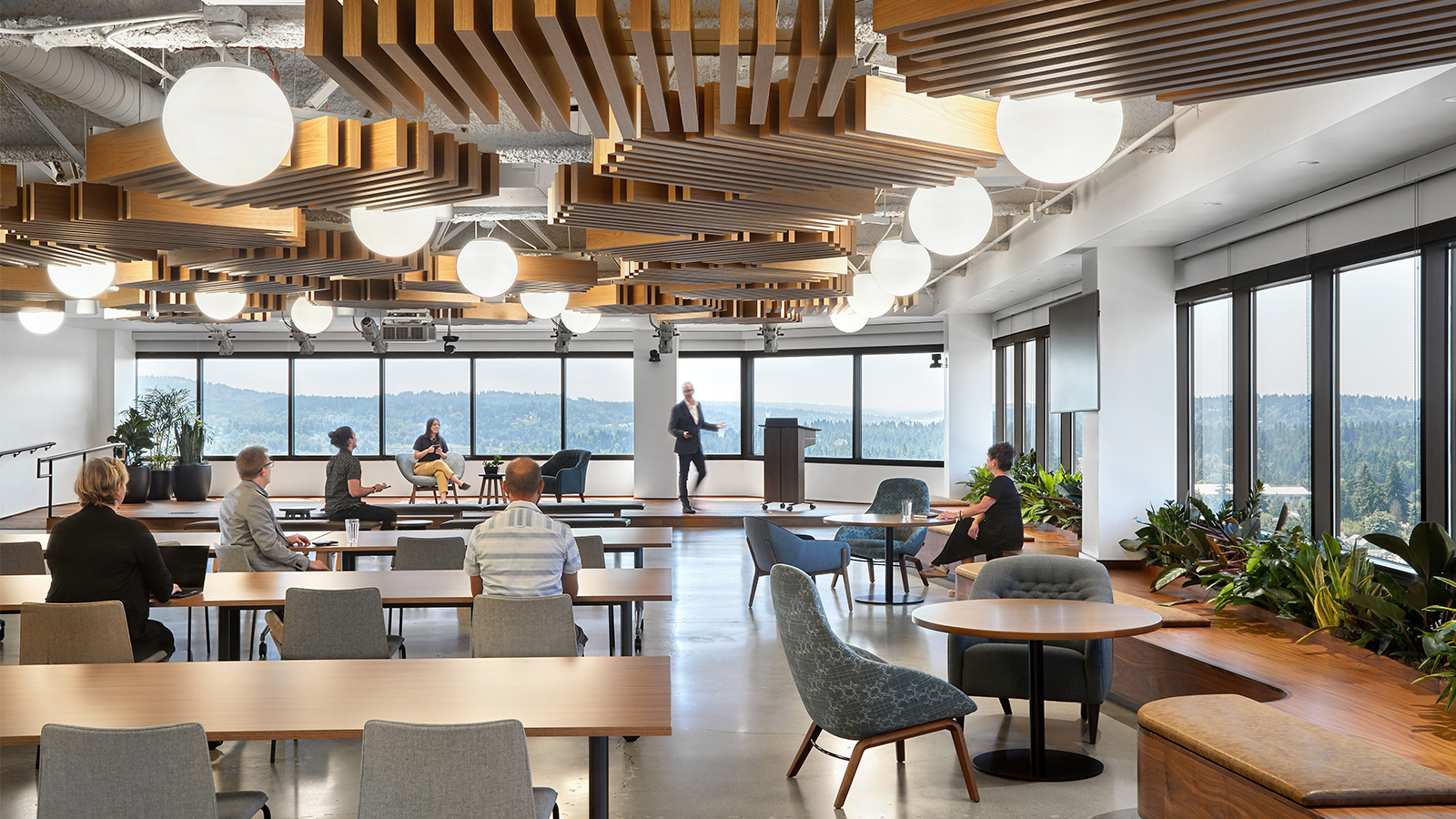 All-hands space at hybrid work company