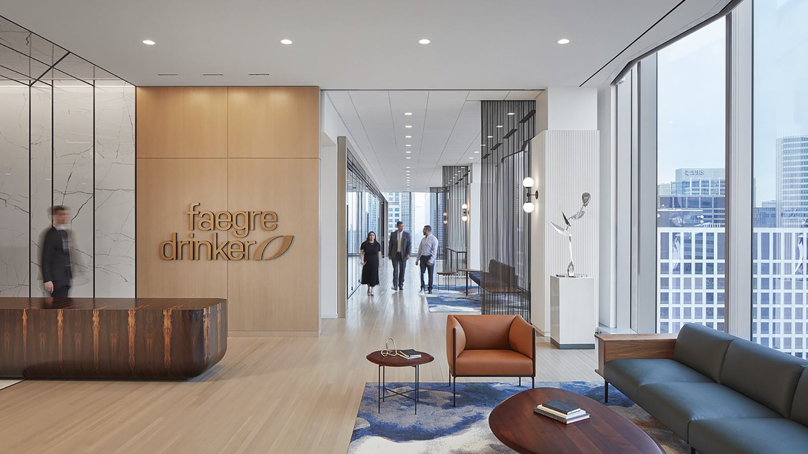 Reception area at Faegre Drinker's Chicago offices