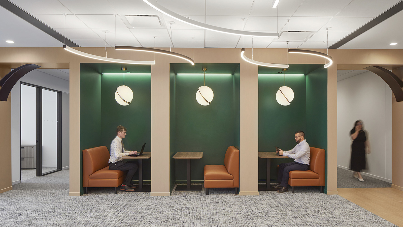 Activity-based work settings at Faegre Drinker's Chicago offices, designed by IA Interior Architects