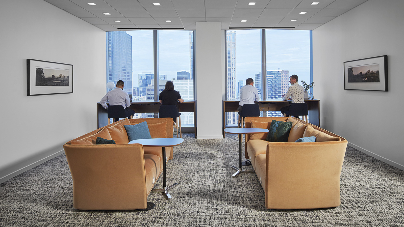 Lounge and work area at Faegre Drinker's Chicago legal office