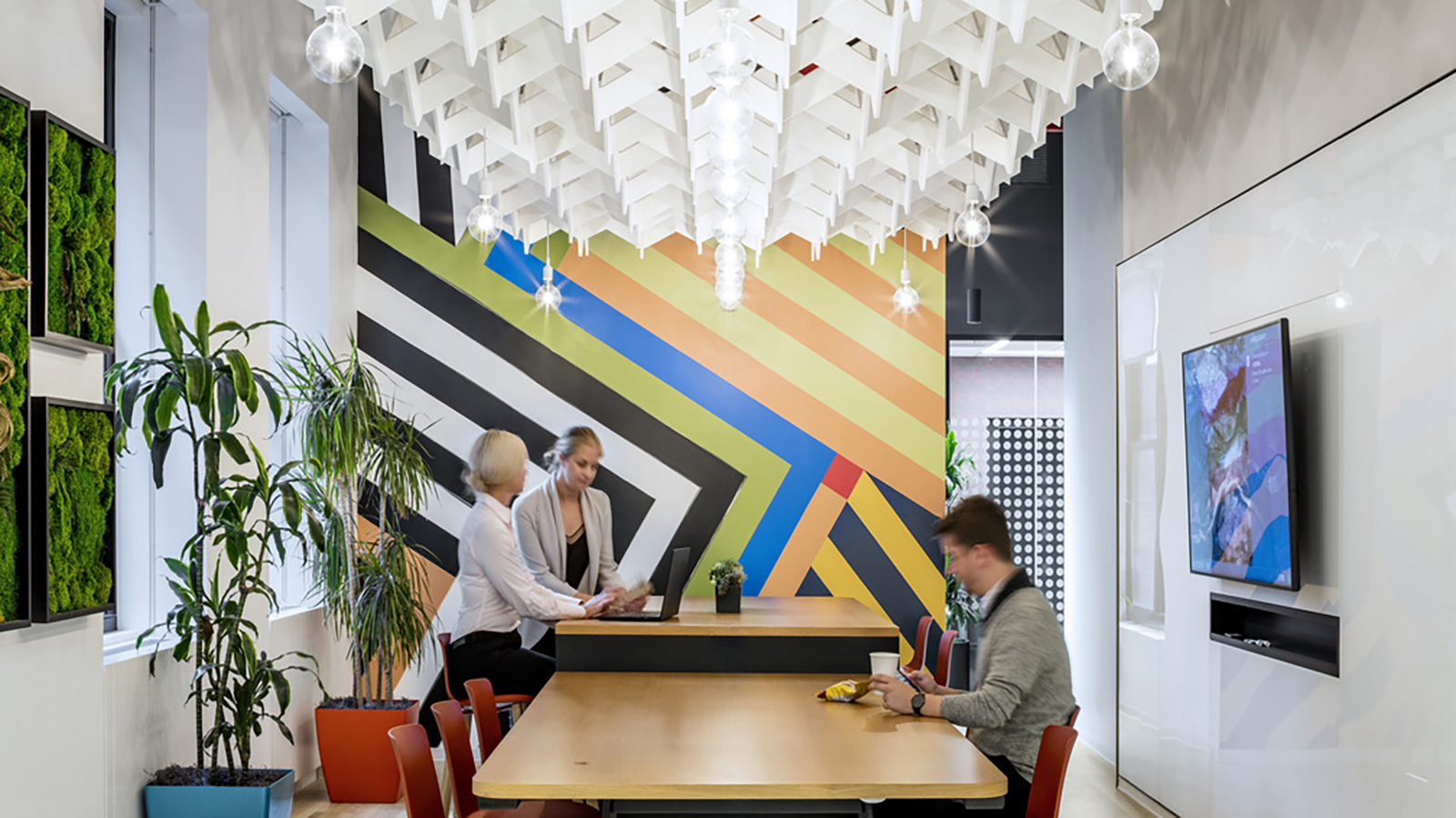 Casual collaboration zone at a NYC office