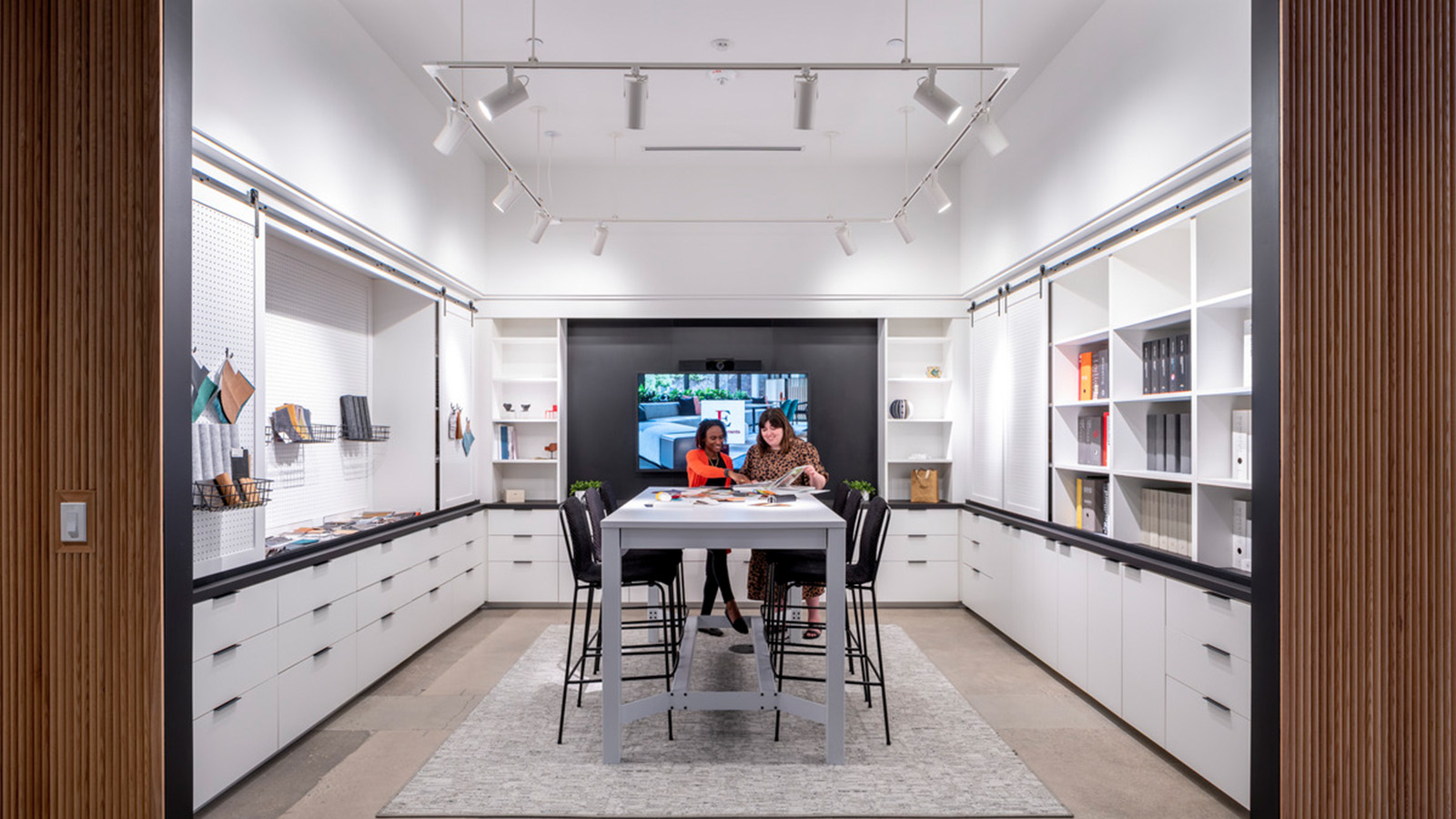 Materials library at Interior Elements' Charlotte show rom