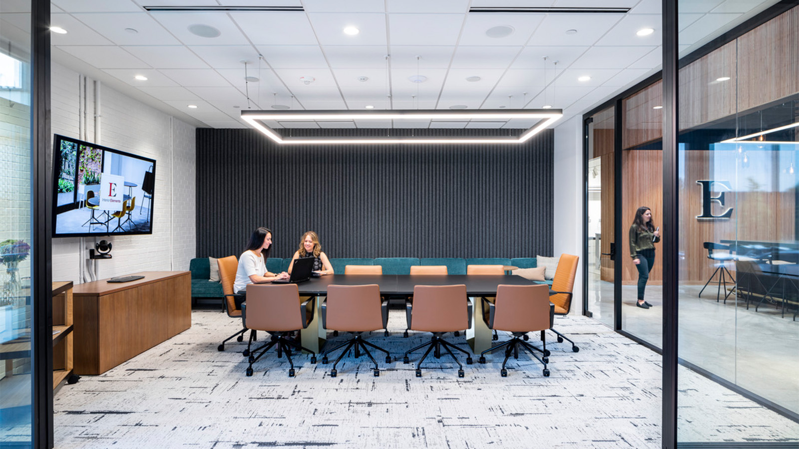 Conference room and meeting space at Interior Elements' Charlotte showroom