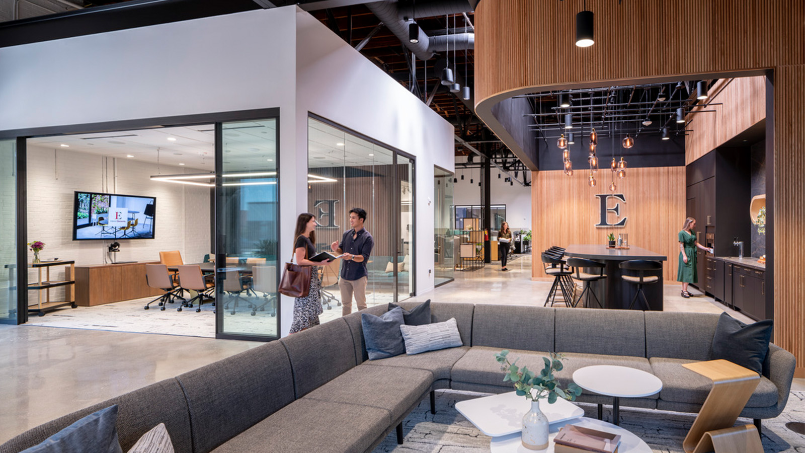 Showroom and meeting space at Interior Elements' Charlotte location