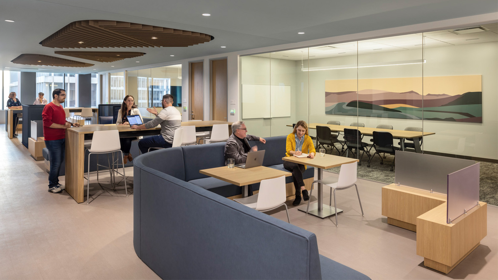 Open workplace collaboration zones at NNRH's headquarters